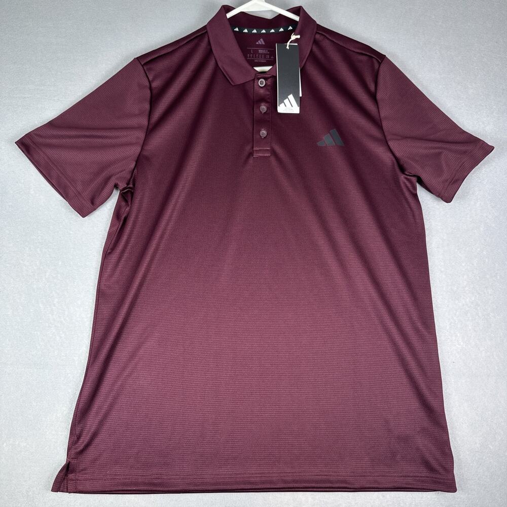 NWT Adidas Workout Essenstial Polo Reg Fit Men’s Size Large Maroon w/ Black Logo